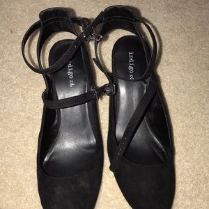 Black leather heels size 8
